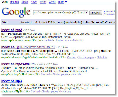 Tech Thoughts: Google Searching showing download links of Shakira Albums